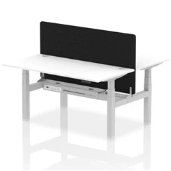 Image of Air B2B 1600x800 Adjustable 2P Bench Desk CP White/Silver + Screen