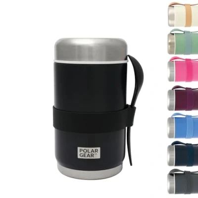 Image of 520ml Insulated Food Flasks for Hot Double Wall Stainless Steel Flask With Spoon Thermal Lunch Box keeps Meals Drinks or Cold 6 Hours Leakproof Soup Containers (Black)