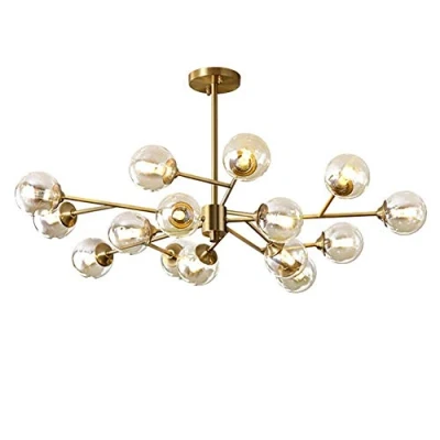 Image of NZDY Sputnik Chandelier Lighting 12 Lights Modern Mid Century Pendant Fixture Gold Brass Ceiling Light for Kitchen Dining Room Living Room,Copper.,15