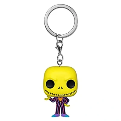 Image of Funko POP! Keychain: Disney the Nightmare Before Christmas Blacklight Jack Skellington Collectable Vinyl Mini Figure Novelty Keyring Stocking Filler Gift Idea Official Merchandise