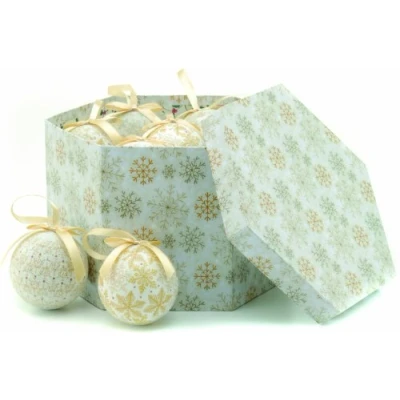 Image of Cream &amp; Gold Snowflake Decoupage Baubles Set of 14