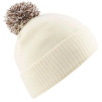 Image of Beechfield Unisex&#039;s B450 Snowstar Beanie, Off White/Mocha, One Size