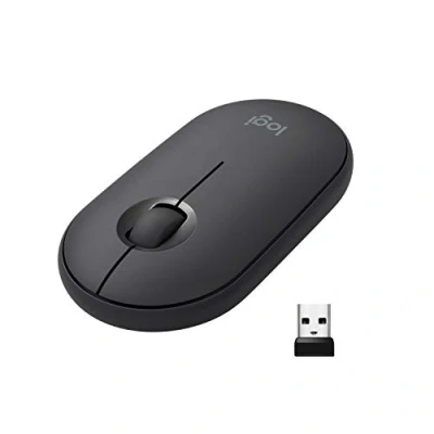 Image of Logitech Pebble Wireless Mouse with Bluetooth or 2.4 GHz Receiver, Silent, Slim Computer Quiet Clicks, for Laptop/Notebook/iPad/PC/Mac/Chromebook Graphite/Black