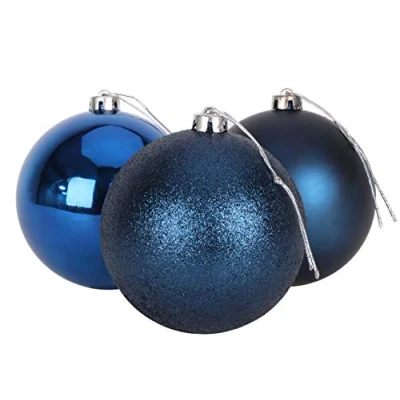 Image of Christmas Concepts® 3 150mm Extra Large Baubles Shiny, Matte &amp; Glitter Design Decorations (Midnight Blue)