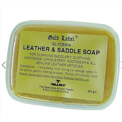 Image of Gold Label Saddle Soap, Hard Glycerin soap Bar Ideal to use for cleaning saddles, handbags, upholstery, footwear and all genuine leather products. (250g)