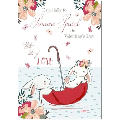 Image of doodlecards Someone Special Valentine&#039;s Day Card Whimsical Umbrella Medium Size with Plain Envelope