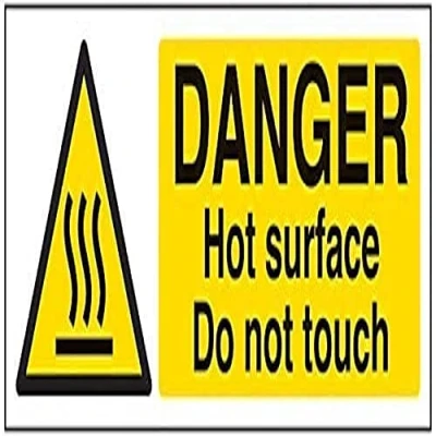 Image of VSafety Danger Hot Surface Do Not Touch Sign Landscape 300mm x 100mm 1mm Rigid Plastic