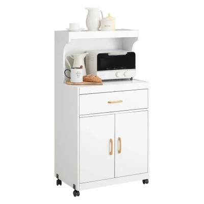 Image of SoBuy® FSB12 W, Kitchen Storage Trolley, Microwave Shelf, Cabinet Cupboard Sideboard on Wheels