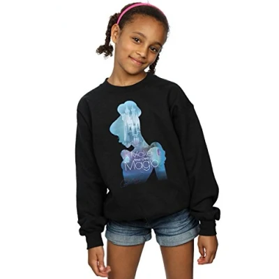 Image of Disney Princess Girls Cinderella Filled Silhouette Sweatshirt 12 13 Years Black