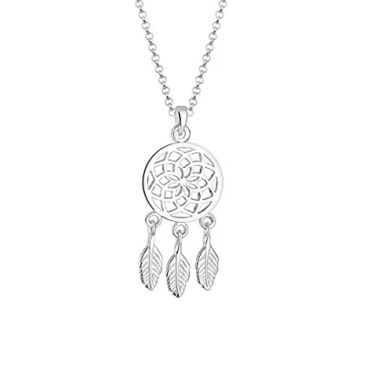 Image of Elli Necklace Ladies Dreamcatcher Feather Pendant Boho in 925 Sterling Silver