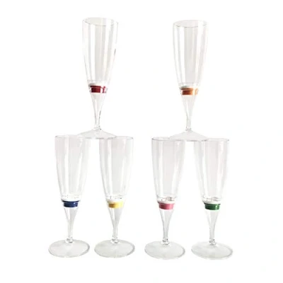 Image of DPWELL 6 Pack LED Wine Champagne flute&#039;s Light Up Glasses Liquid Activated