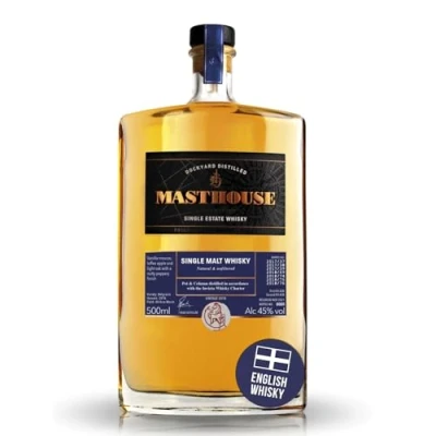 Image of Masthouse Single Malt Whisky 45% ABV 50cl, Pot Distilled Kentish Grain Unusual Perfect Gift