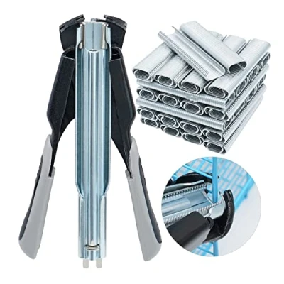 Image of Hog Ring Pliers Kit Multifunctional Automatic C Type with 2500 Nails, Suitable for Breeding Cages, Pet Car Seats, Fence Repair Tool