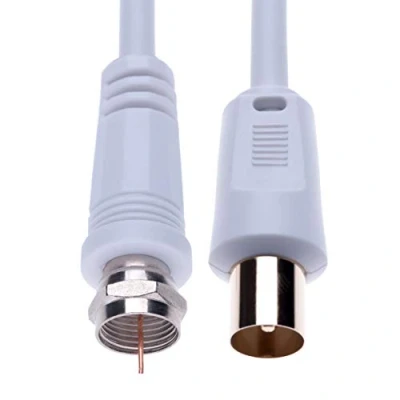 Image of Coaxial Aerial F Connector Male Plug to RF m Cable for Satellite Sat Freesat Sky Virgin BT TV HDTV DVB DVD Radio/Coax Ariel Freeview Lead Television Antenna Cord Broadband 0.5 White