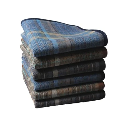 Image of ZHOUYQXLX Vintage Hankie Male Handkerchiefs Polyester Lattice Pattern Soft Washable Hankies Chest Towel Pocket