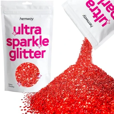 Image of Glitter Red Ultra Sparkle Sequins Nail Face Festival Christmas Halloween Makeup Extra Chunky 100g / 3.5oz