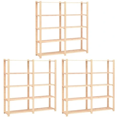 Image of vidaXL 5 Tier Storage Racks 3 pcs 170x38x170 cm Solid Pinewood 500 kg