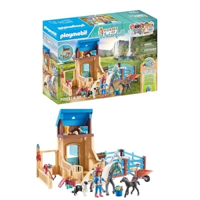 Image of Playmobil 71353 Horses of Waterfall Horse Stall with Amelia and Whisper, adventures at the picturesque Ranch, fun imaginative role play, sustainable play sets suitable for children ages 5+