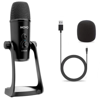 Image of Movo UM700 Computer Condenser USB Gaming Mic with Adjustable Pickup Patterns Microphone for PC, PS5, Podcasting, Streaming, ASMR