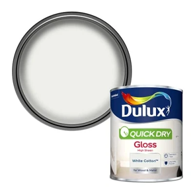 Image of Dulux Quick Dry Gloss Paint White Cotton 750ML
