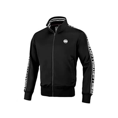Image of PITBULL Men&#039;s Sweatshirt with Zipper Pit Bull West Coast Oldschool Tape Logo XL Black