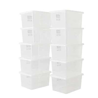 Image of BiGDUG Plastic Storage Boxes Clear Containers Tubs with Lids for Home or Office (10 x 31 Litre)