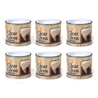 Image of 6 x Tins of 151 Clear Gloss Varnish, 180ml, Home, DIY