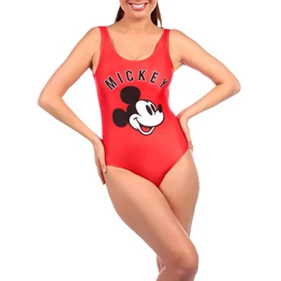 Image of Disney Womens Mickey Mouse Swimsuit Red Small
