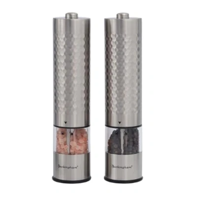 Image of Buckingham Stainless Steel Premium Electric Salt and Pepper Mills Set Battery Operated with Adjustable Ceramic Grinders