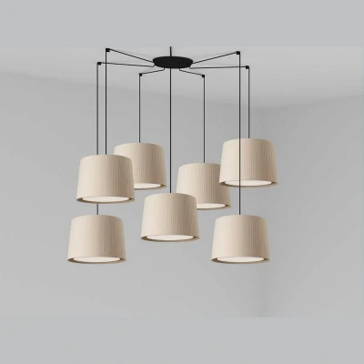 Image of Samba Black, Beige Pendant Suspension Lamp 7 Light