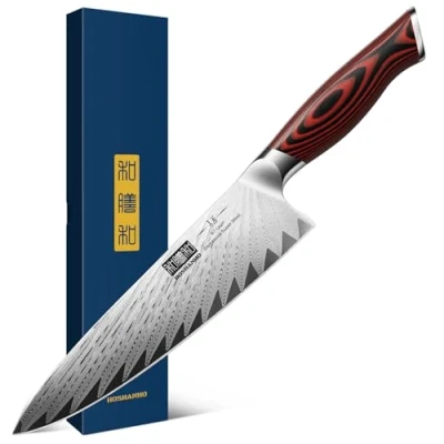 Image of HOSHANHO 8 Inch Damascus Chef Knife, Professional VG 10 Super Steel Kitchen Ultra Sharp Cooking Knife with Ergonomic G10 Handle