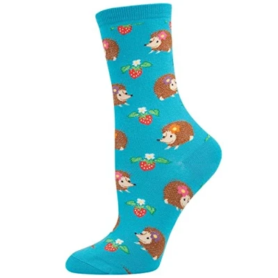 Image of Toy Zany Socksmith Hedgehogs Womens Bright Blue Crew Socks
