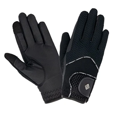 Image of LeMieux Unisex 3D Mesh Riding Gloves in Black Lightweight &amp; Breathable Anti Slip Small