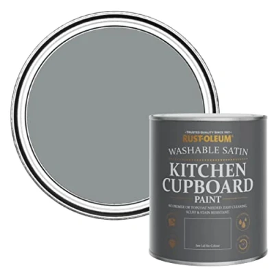 Image of Rust Oleum Dark Grey Scrubbable Kitchen Cupboard Paint in Satin Finish Anthracite 750ml