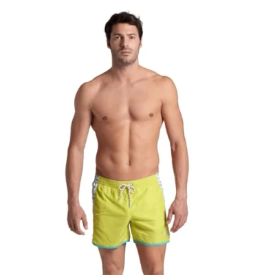 Image of Arena Mens Team Stripe Beach Short, Soft Green Water White, L EU
