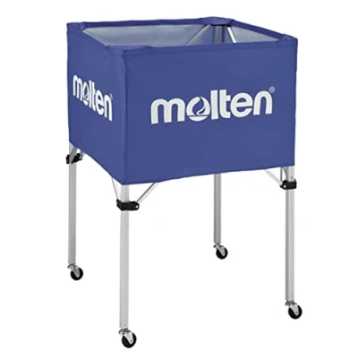 Image of Molten Folding Wheeled Ball Trolley Cart Hopper for Indoor Courts Basket 64 x 50 cms Sturdy Aluminium Frame Speedy Set Up Ultra Light &amp; Durable Capacity 16 30 Balls Size Dependent,Blue