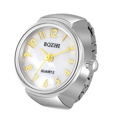 Image of JewelryWe Men Women Finger Watch Stretchy Band Elastic Round Simple Dial Quartz Ring Watches, for Xmas Christmas