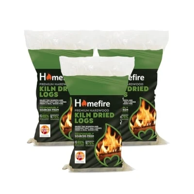 Image of Homefire Kiln Dried Hardwood Logs,for Wood Burners, Open Fires, Multi fuel Stoves (Pack of 3)