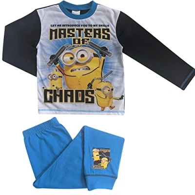 Image of MINIONS Boys Pyjamas Long Sleeved 4 to 10 Years 5 Blue/Black