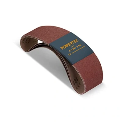 Image of POWERTEC 110633 4 x 36 Inch Sanding Belts 60 Grit Aluminum Oxide Belt Sander Sandpaper for and Disc 3 Pack