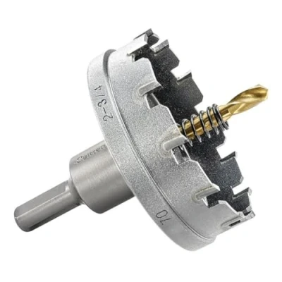 Image of Starrett Tungsten Carbide Tipped Hole Saw SM70 Sheet Metal Cutter With Arbor &amp; Pilot Drill Bit For Drilling Stainless Steel Aluminum Alloy 70 mm