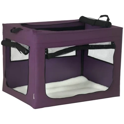 Image of PawHut 80cm Pet Carrier, Cat Carrier Bag, Travel Bag w/ Cushion, Carry for Small and Medium Dogs Purple