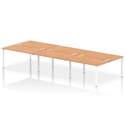 Image of Impulse Bench B2B 6 Person 1400 White Frame Office Desk Oak