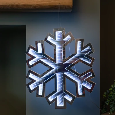Image of Samuel ALEXANDER 40cm LED Infinity Christmas Light Hanging Snowflake Decoration in Bright White