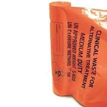 Image of 25 x Clinical Waste Bags, Medium Duty, Orange, 28in 39in Ref: AT25/M111