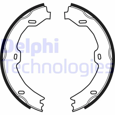 Image of 1974200120, 2204200520, 2214200120, 2214200520, 2304200312 Handbrake Shoes DELPHI LS1923 MERCEDES BENZ: E Class T modell, CLS Coupe, Saloon