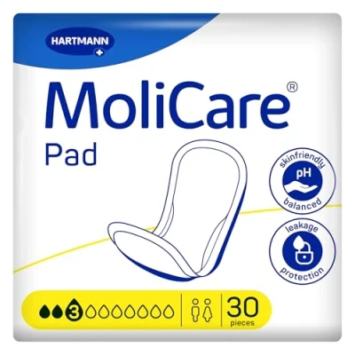 Image of MoliCare Pad 3 Drops Adult Incontinence Pads for Women and Men with Light Bladder Weakness, Odour Neutraliser, Leakage Protection, Skin 30 Pieces