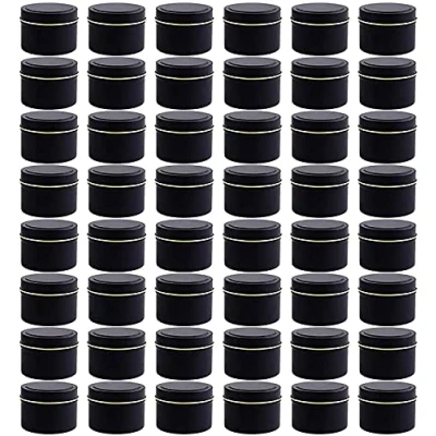 Image of NRANSON Candle Jars with Lids for Candles Making, 48 Pack Empty Metal Tins, DIY Containers Arts &amp; Crafts, Storage More (5OZ,Black)