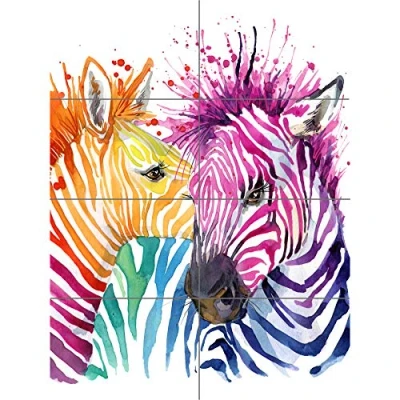 Image of Artery8 Rainbow Zebra Painting XL Giant Panel Poster (8 Sections)