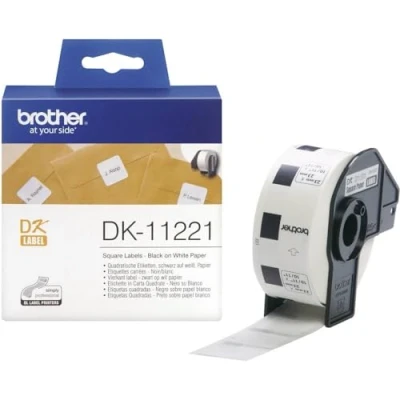 Image of Brother DK 11221 Label Roll, Square Labels, Black on White, 1000 23mm (W) x (L), Genuine Supplies